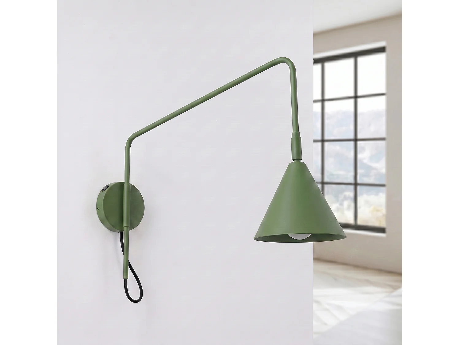 Appliques NOX moderne en acier - 1 sources lumineuses - L.14 x H.30 cm - vert olive