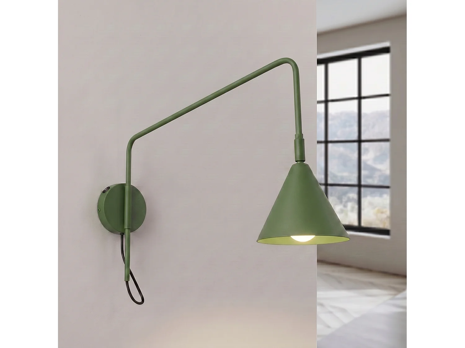 Appliques NOX moderne en acier - 1 sources lumineuses - L.14 x H.30 cm - vert olive