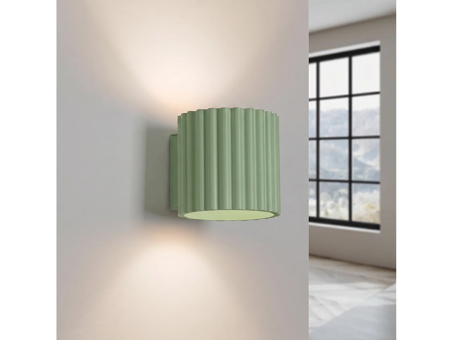 Applique minimaliste en aluminium - 1 sources lumineuses - L.10 x H.10 cm - sauge