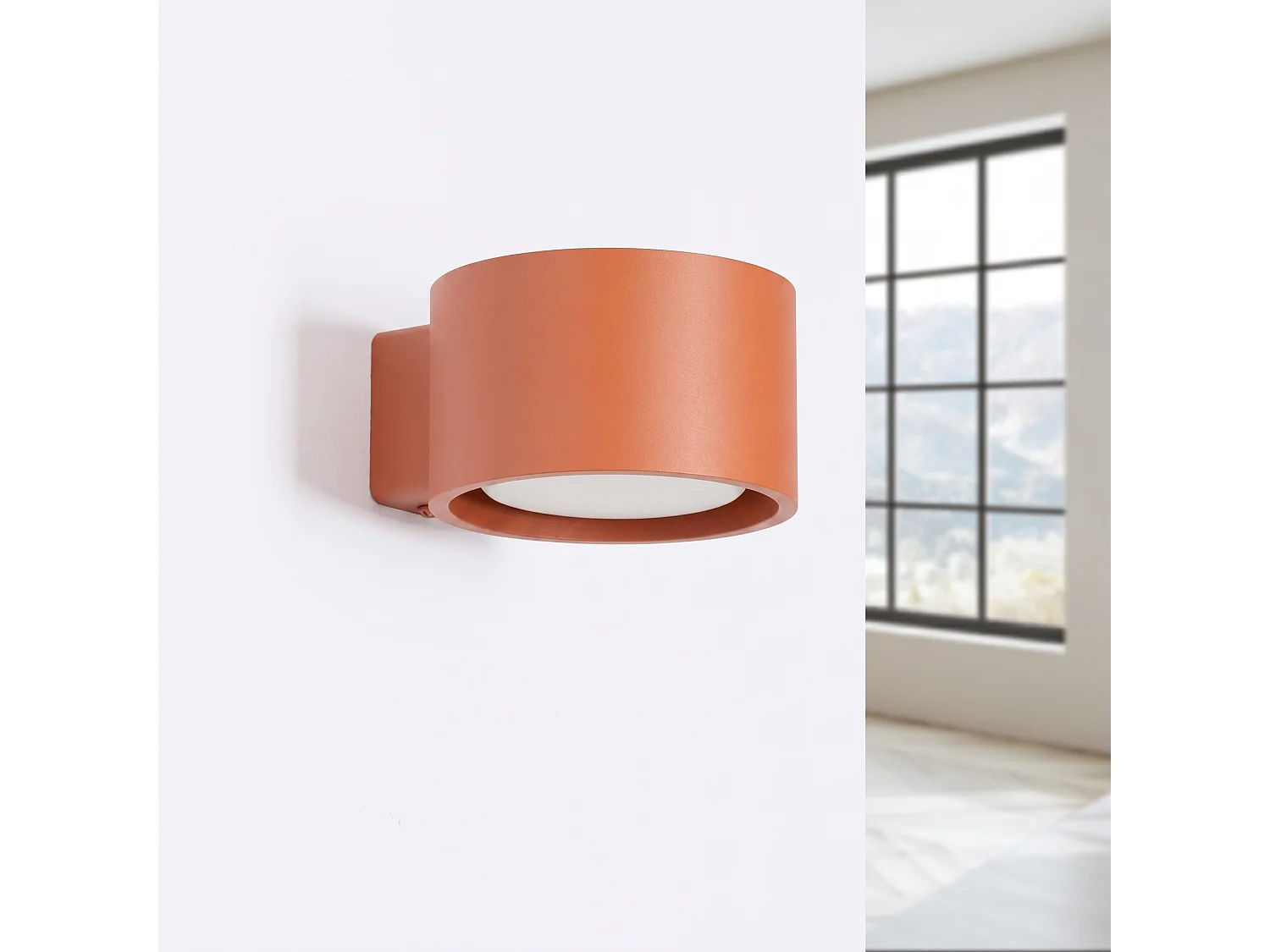 Applique minimaliste en aluminium - 1 sources lumineuses - L.10 x H.6 cm - ocre rouge