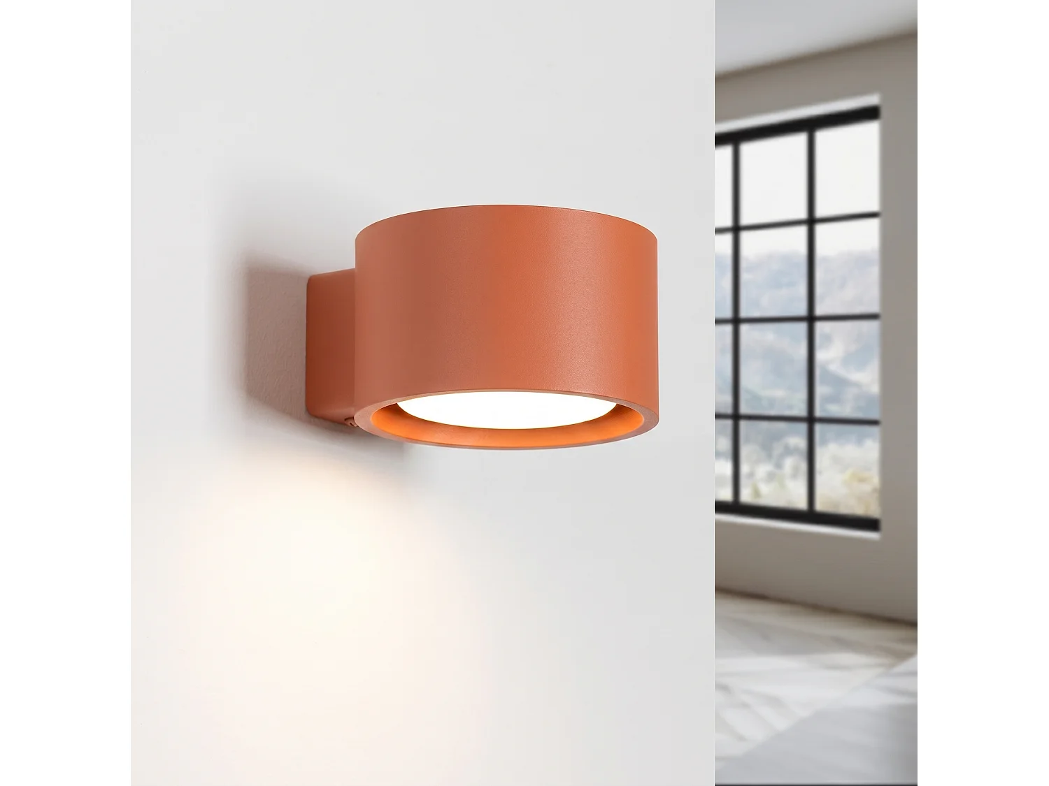 Applique minimaliste en aluminium - 1 sources lumineuses - L.10 x H.6 cm - ocre rouge