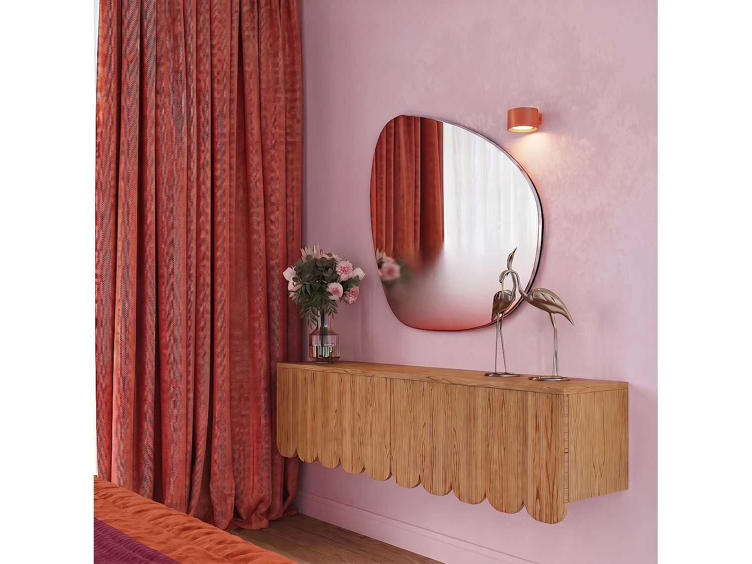Applique minimaliste en aluminium - 1 sources lumineuses - L.10 x H.6 cm - ocre rouge