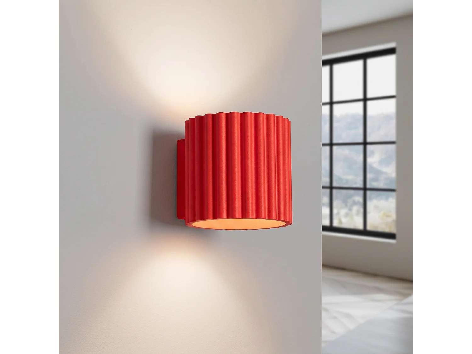 Applique minimaliste en aluminium - 1 sources lumineuses - L.10 x H.10 cm - rouge