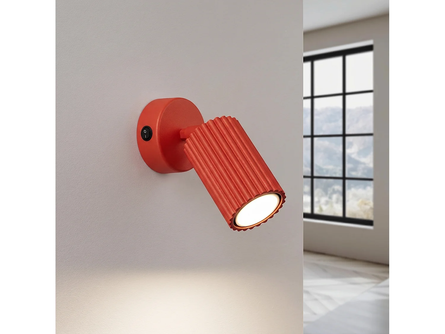 Applique minimaliste en aluminium - 1 sources lumineuses - L.8 x H.16 cm - rouge