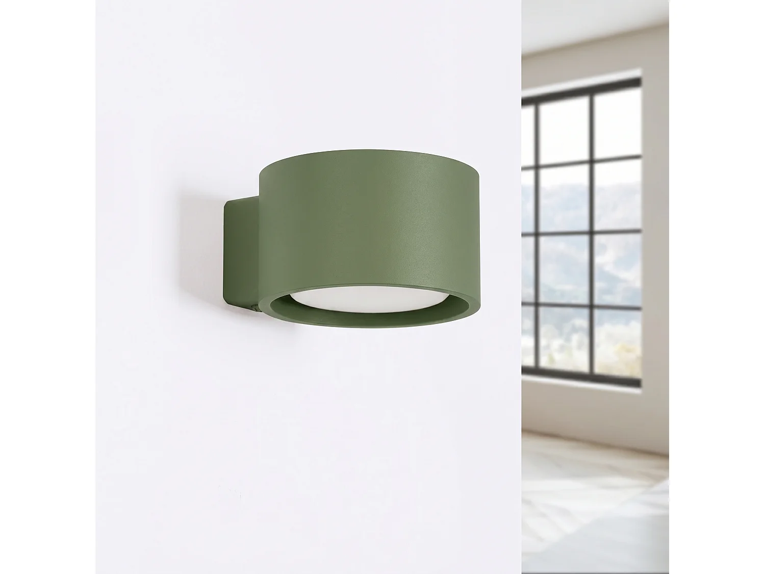 Applique minimaliste en aluminium - 1 sources lumineuses - L.10 x H.6 cm - vert olive