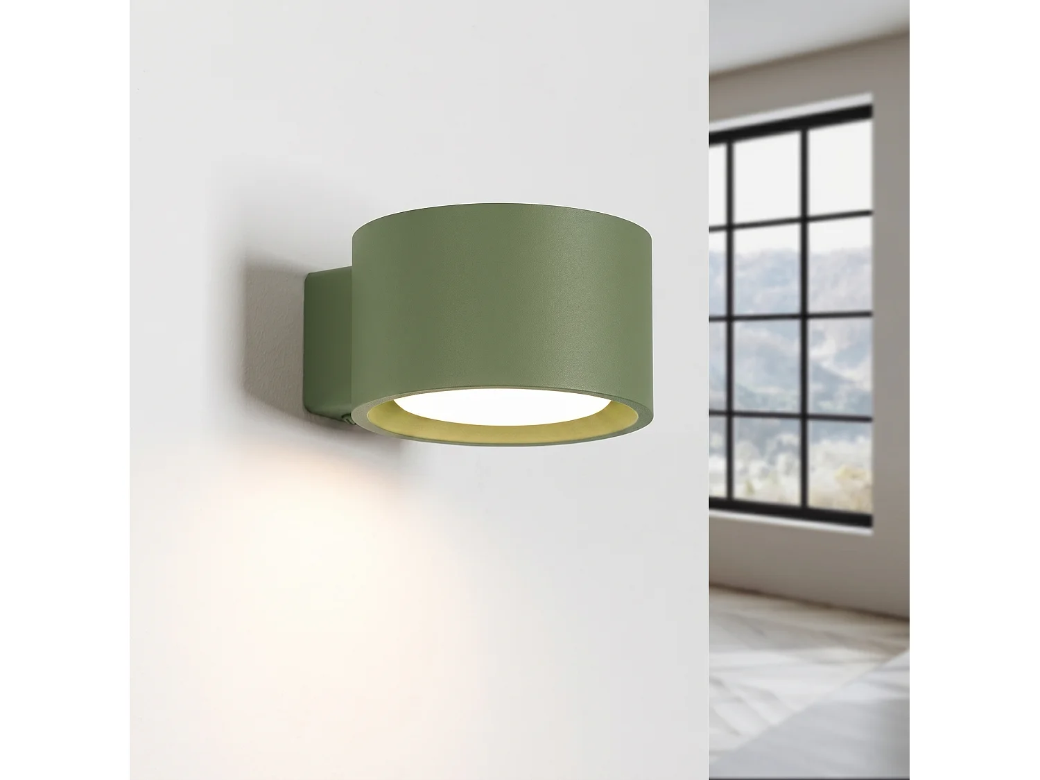Applique minimaliste en aluminium - 1 sources lumineuses - L.10 x H.6 cm - vert olive