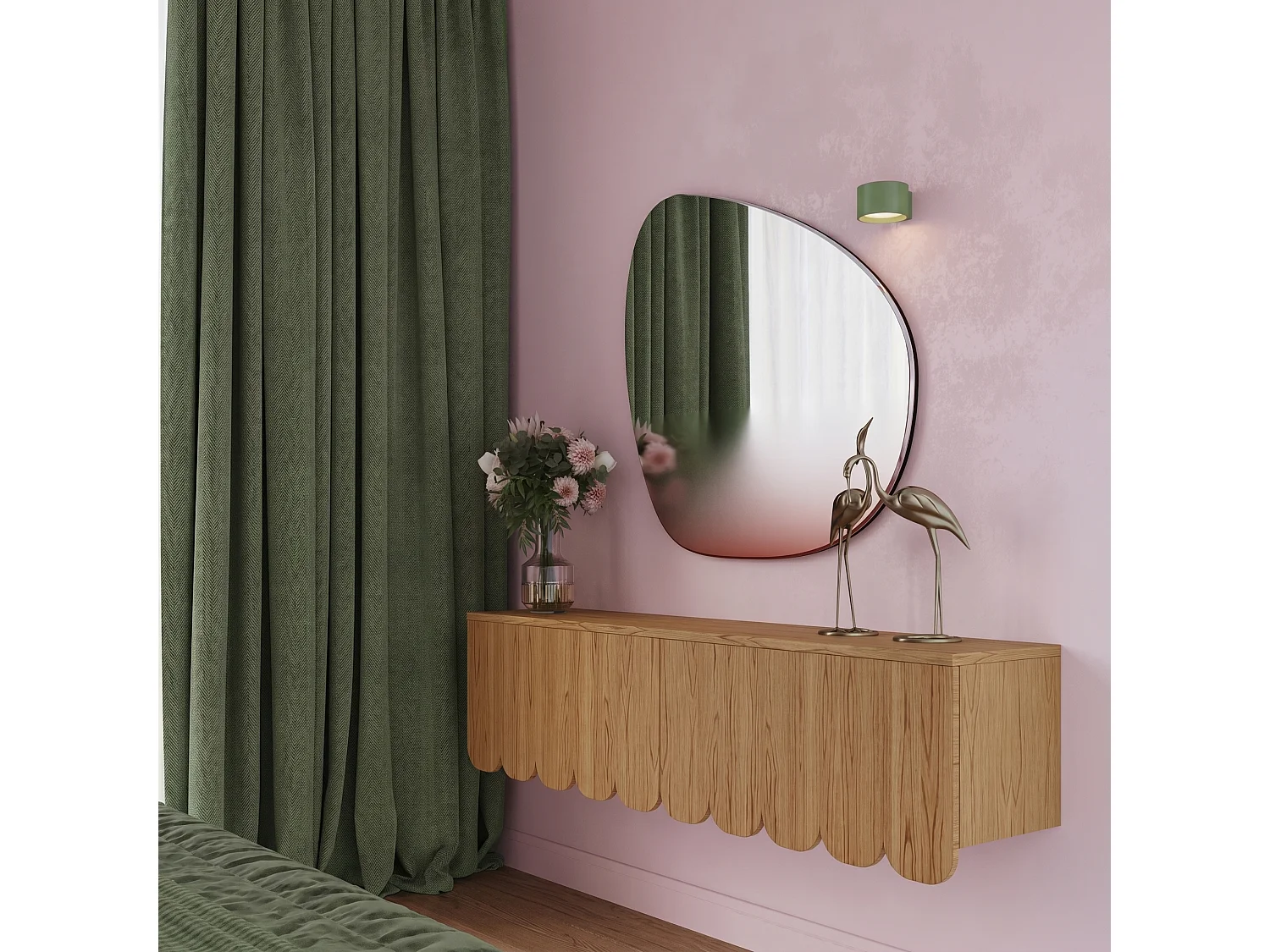 Applique minimaliste en aluminium - 1 sources lumineuses - L.10 x H.6 cm - vert olive