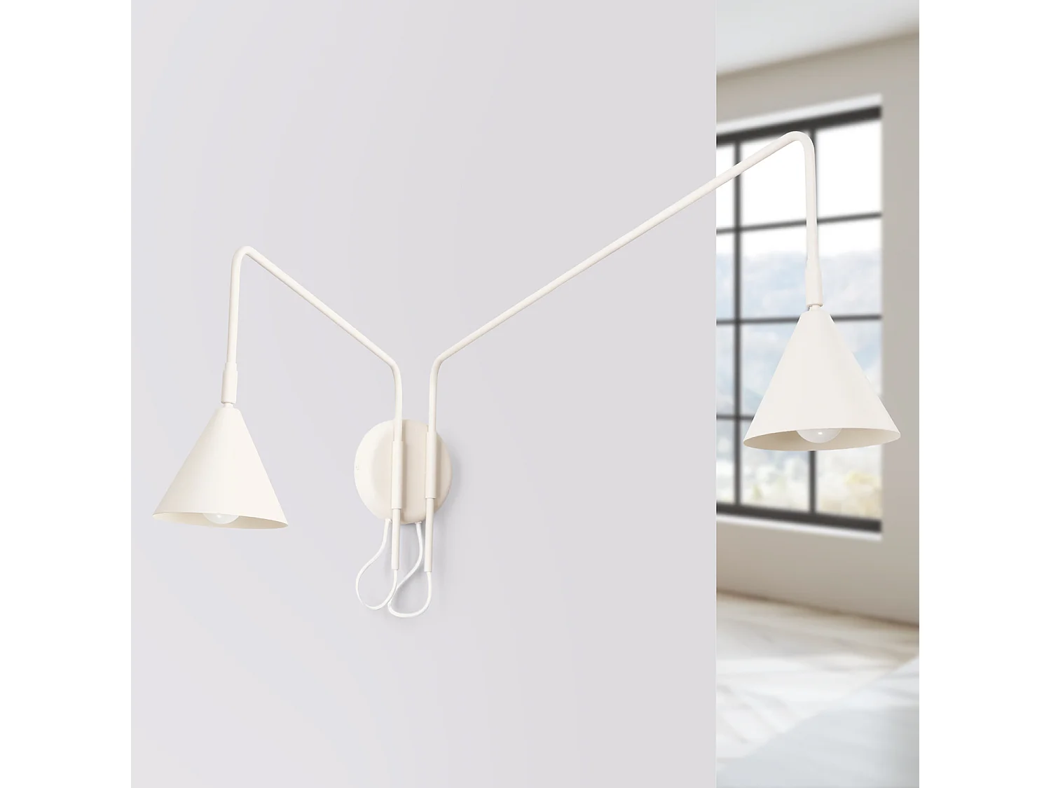 Appliques NOX moderne en acier - 2 sources lumineuses - L.150 x H.30 cm - beige
