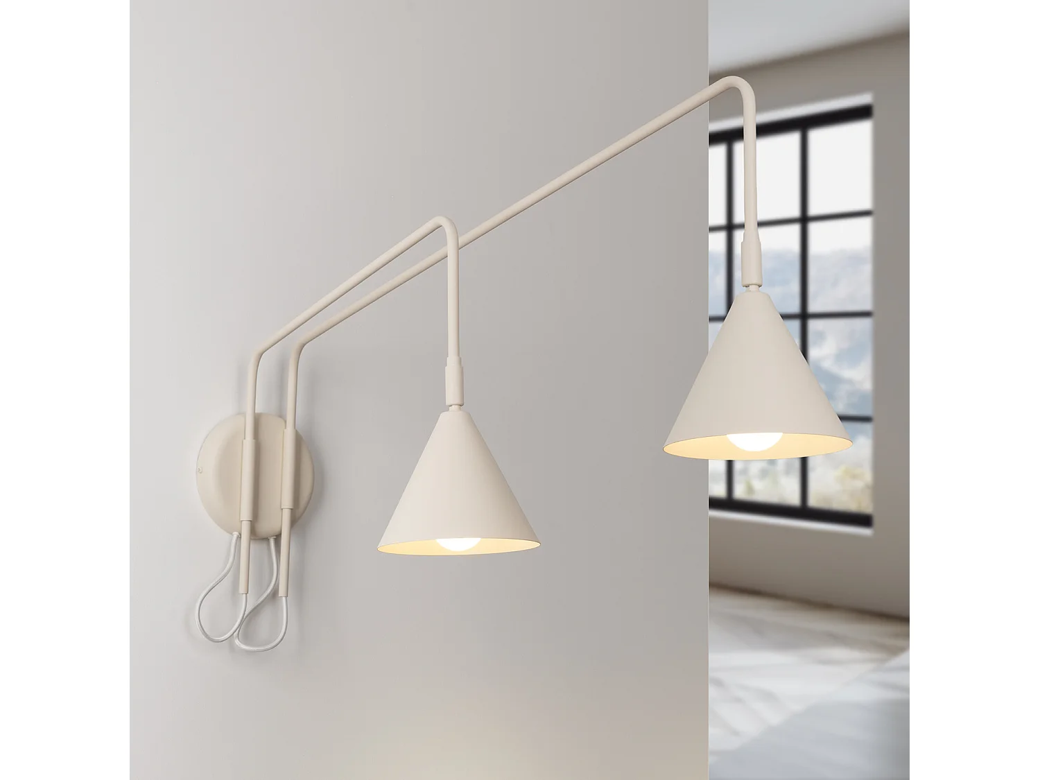 Appliques NOX moderne en acier - 2 sources lumineuses - L.150 x H.30 cm - beige