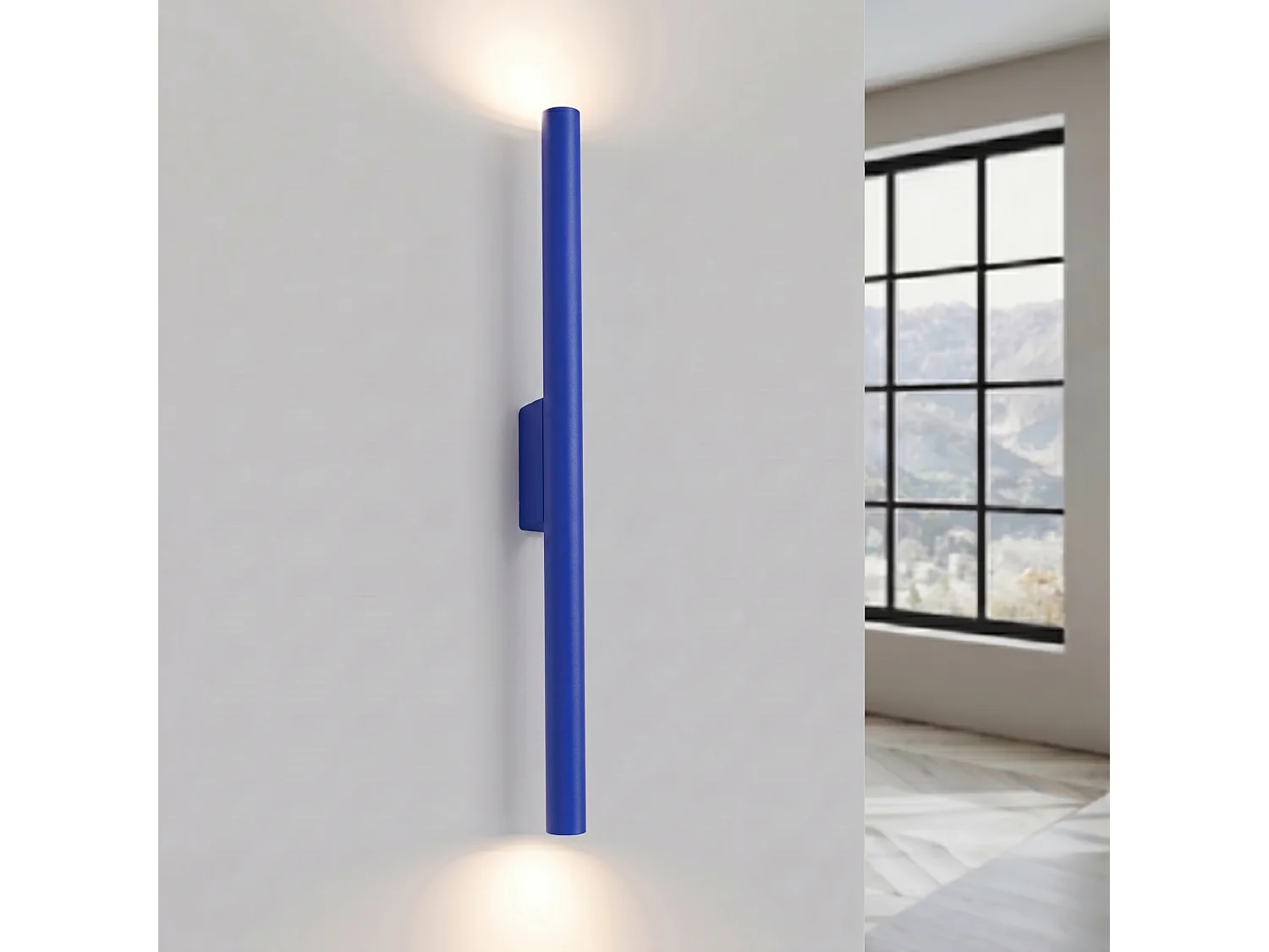 Applique moderne en acier - 2 sources lumineuses - L.2,5 x H.50 cm - outremer