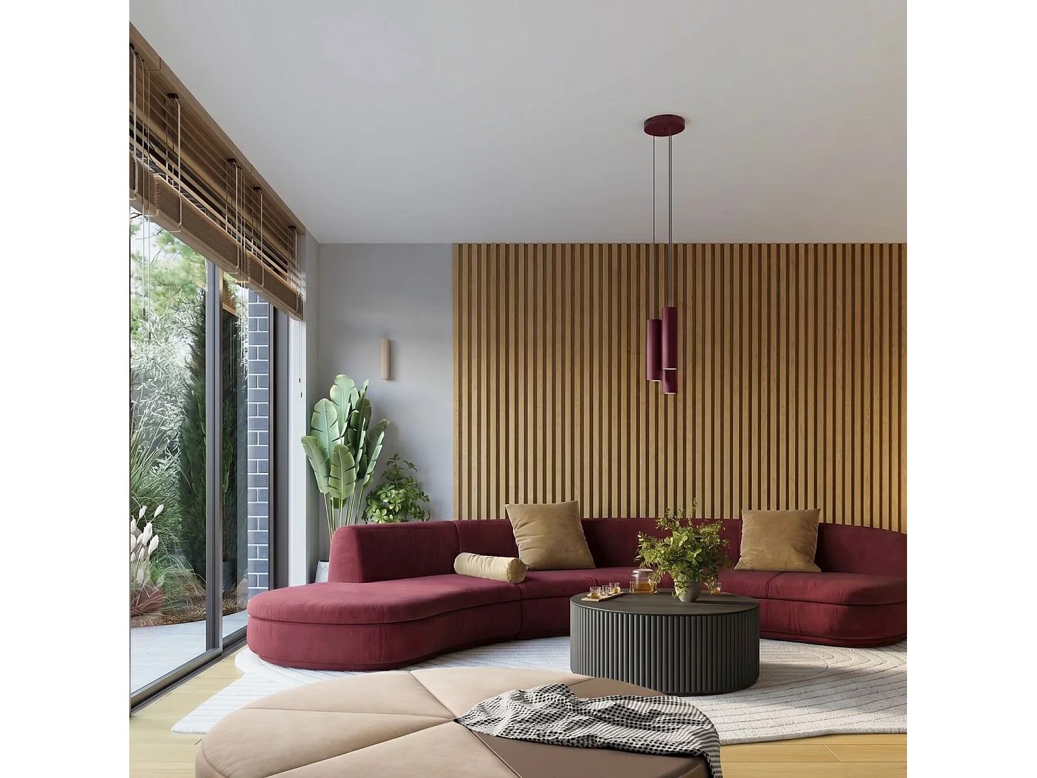 Applique minimaliste en aluminium - 2 sources lumineuses - L.6,5 x H.20 cm - bordeaux