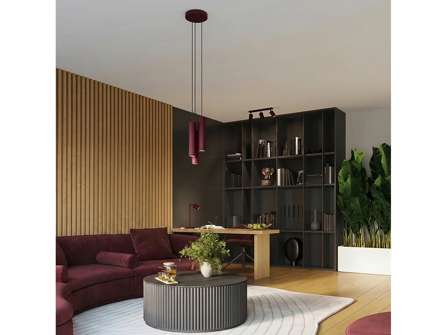 Applique minimaliste en aluminium - 2 sources lumineuses - L.6,5 x H.20 cm - bordeaux