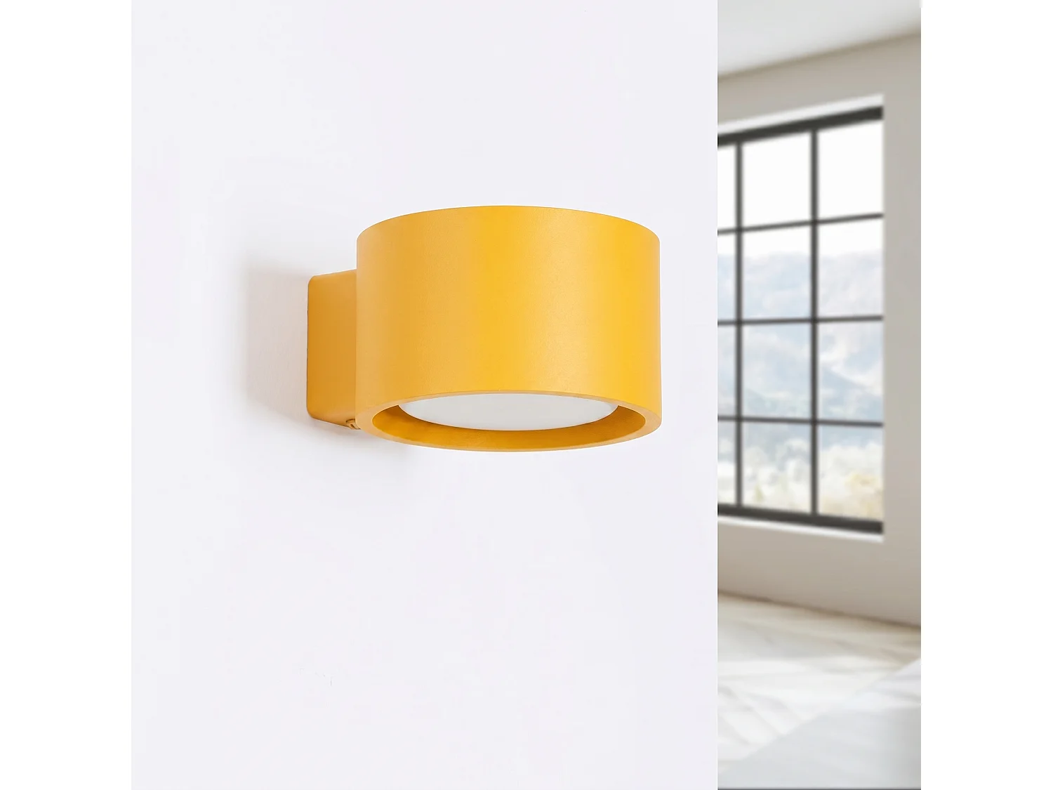 Applique minimaliste en aluminium - 1 sources lumineuses - L.10 x H.6 cm - jaune