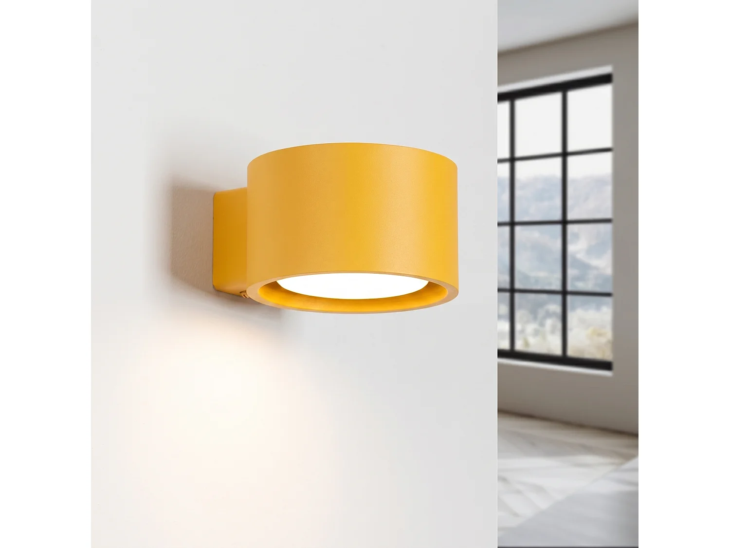 Applique minimaliste en aluminium - 1 sources lumineuses - L.10 x H.6 cm - jaune