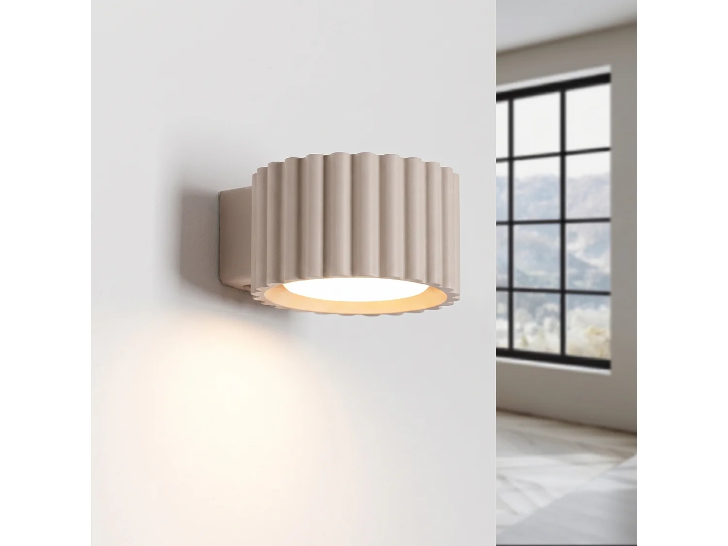 Applique minimaliste en aluminium - 1 sources lumineuses - L.10 x H.6 cm - taupe