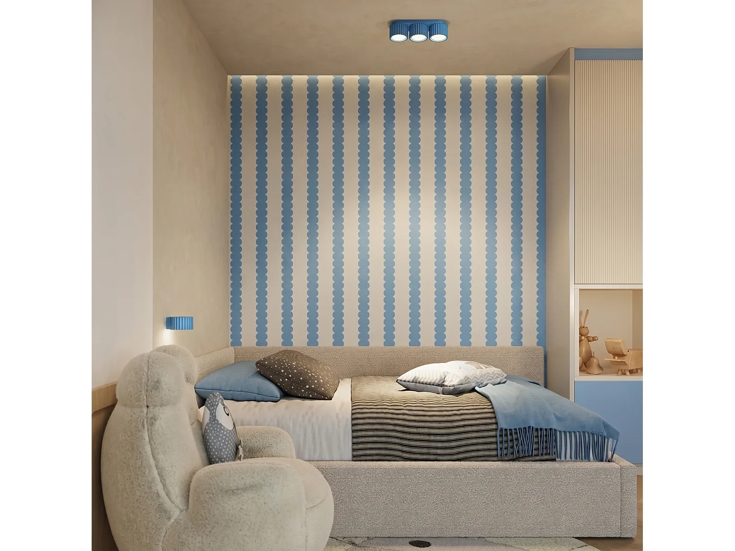 Applique minimaliste en aluminium - 1 sources lumineuses - L.10 x H.6 cm - bleu clair
