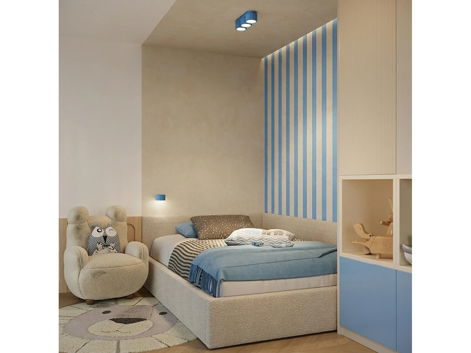 Applique minimaliste en aluminium - 1 sources lumineuses - L.10 x H.6 cm - bleu clair