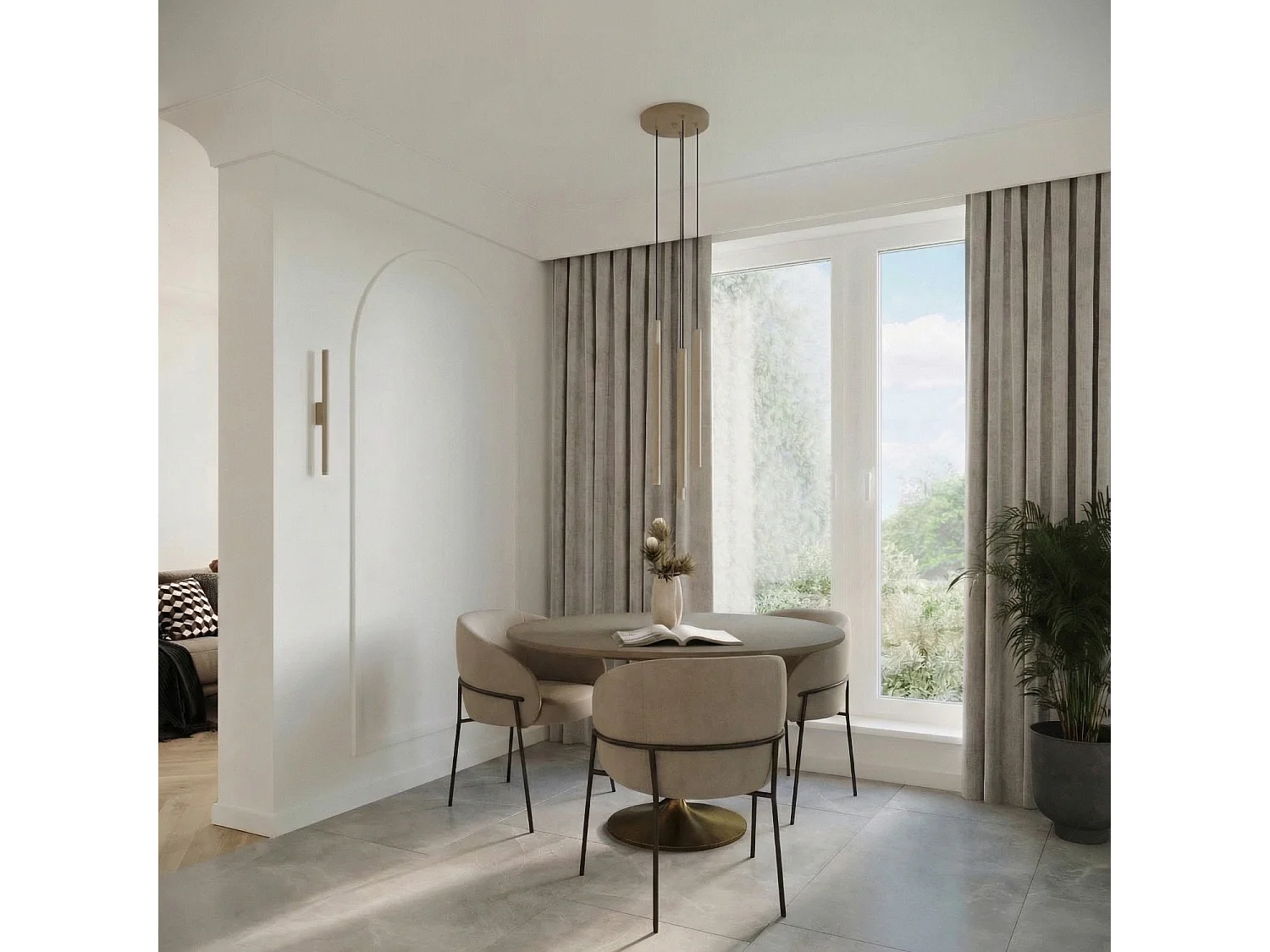 Applique moderne en acier - 2 sources lumineuses - L.2,5 x H.50 cm - taupe