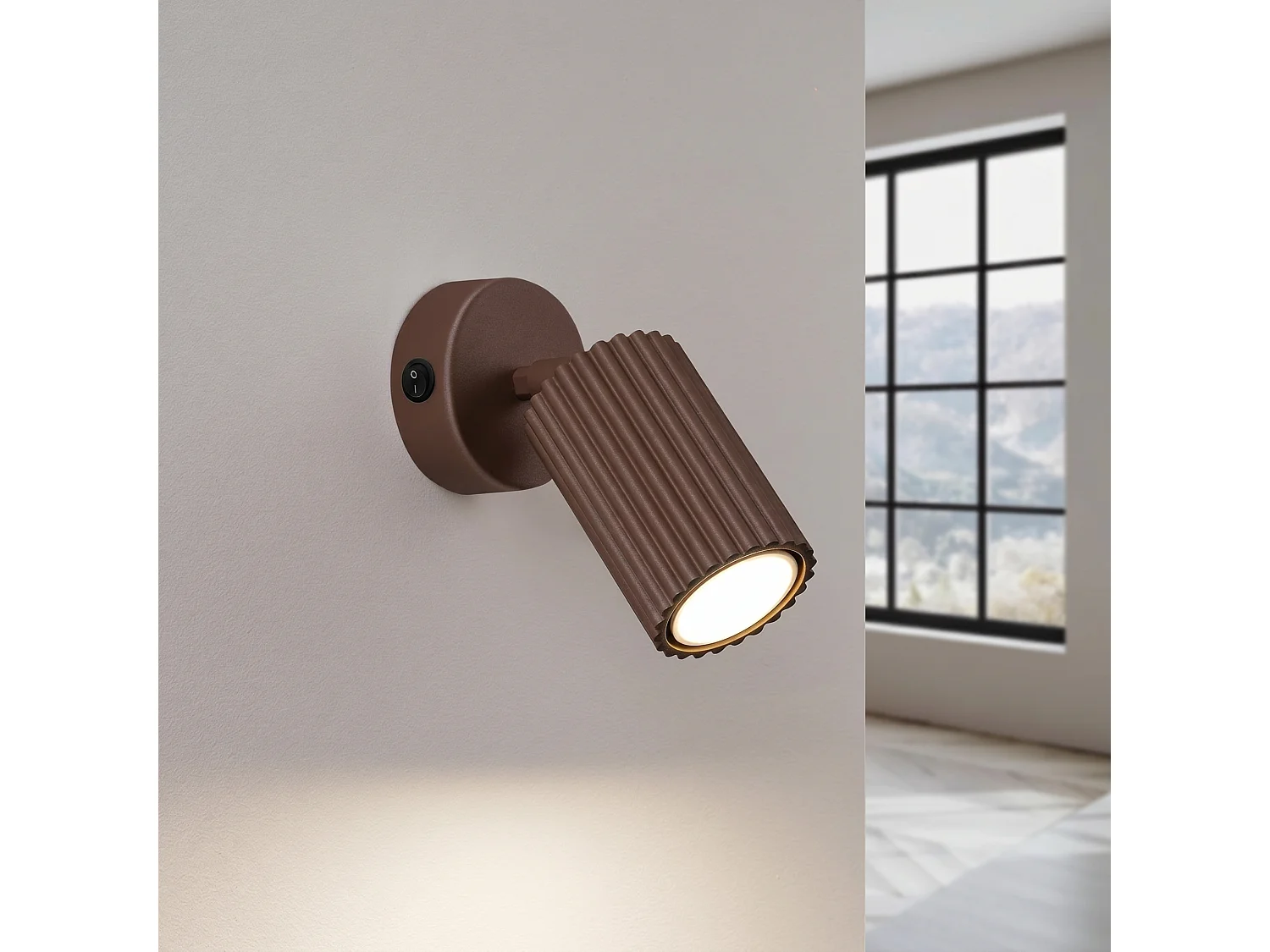 Applique minimaliste en aluminium - 1 sources lumineuses - L.8 x H.16 cm - marron