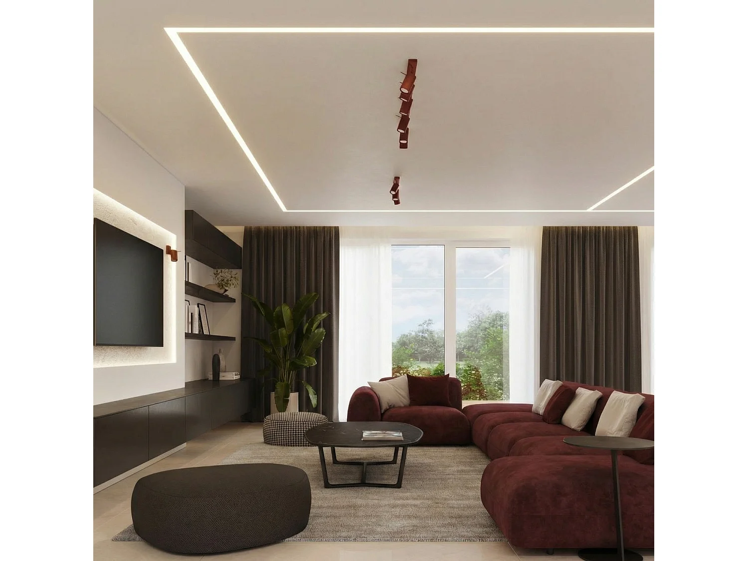Applique moderne en acier - 1 sources lumineuses - L.8 x H.8 cm - bordeaux