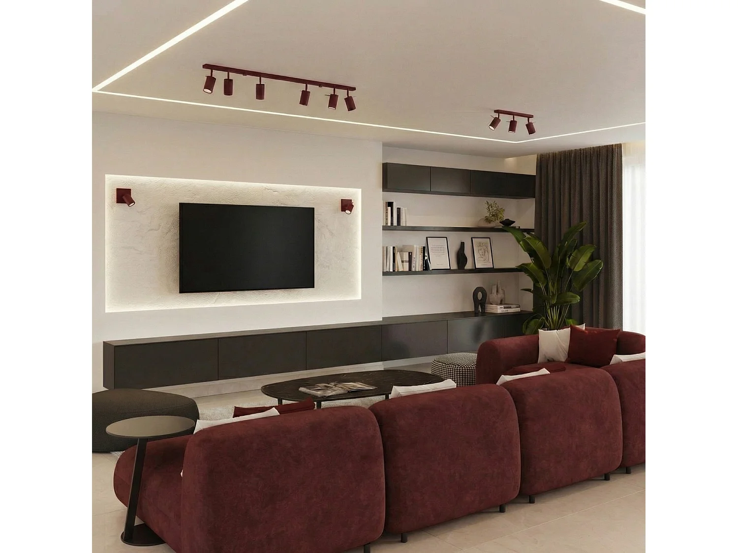 Applique moderne en acier - 1 sources lumineuses - L.8 x H.8 cm - bordeaux