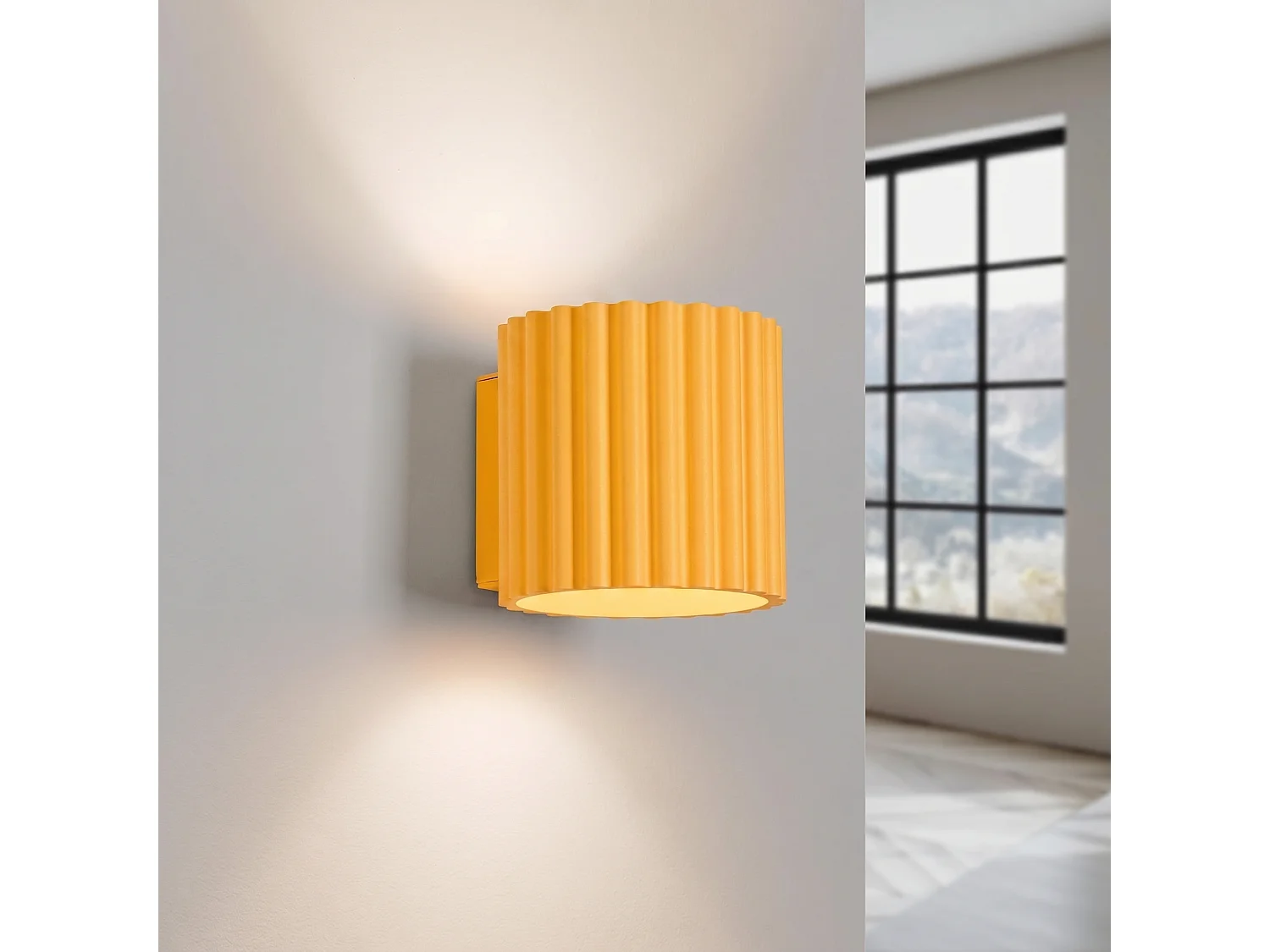 Applique minimaliste en aluminium - 1 sources lumineuses - L.10 x H.10 cm - jaune