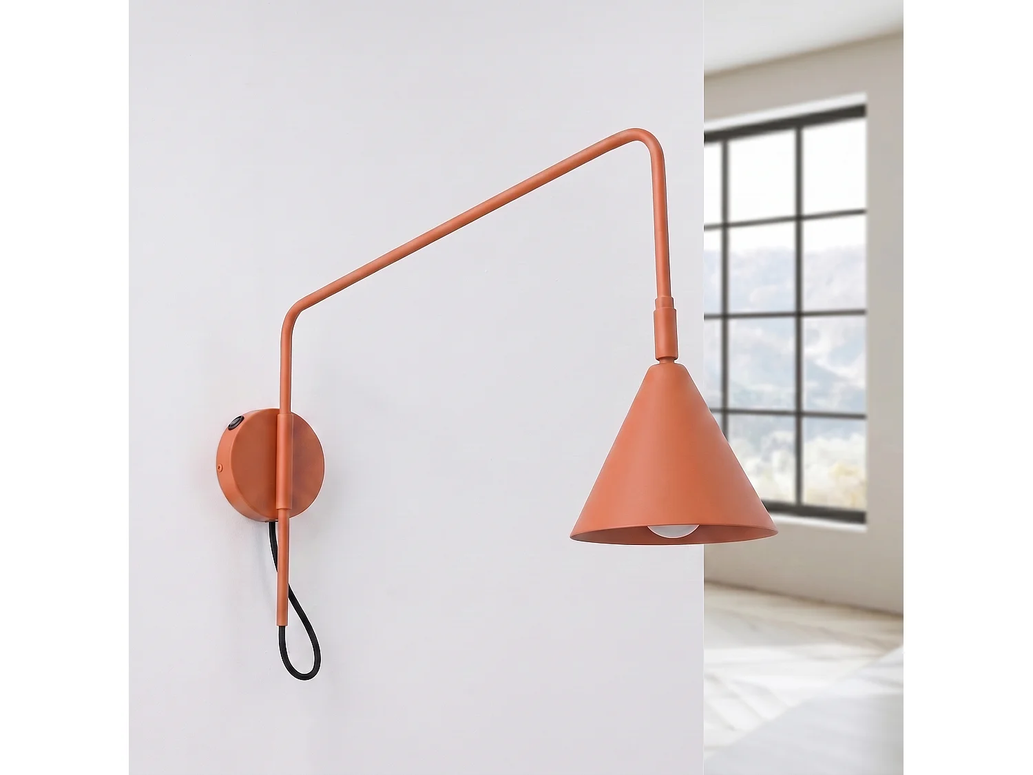 Appliques NOX moderne en acier - 1 sources lumineuses - L.14 x H.30 cm - ocre rouge