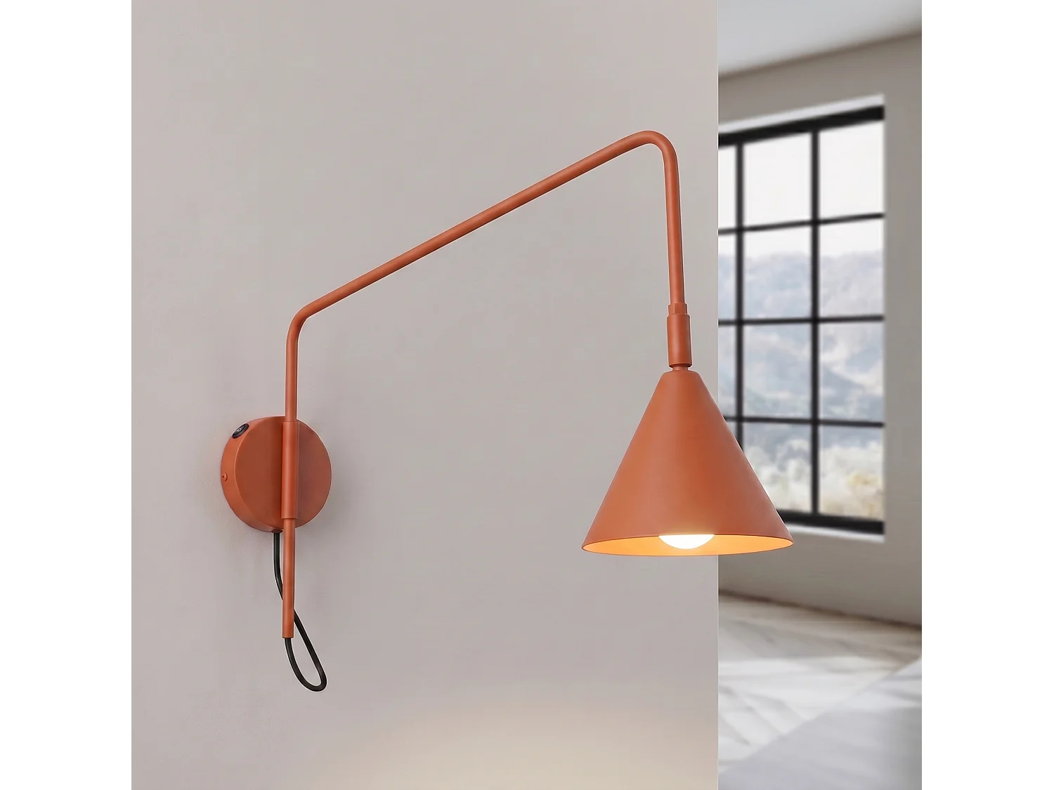 Appliques NOX moderne en acier - 1 sources lumineuses - L.14 x H.30 cm - ocre rouge