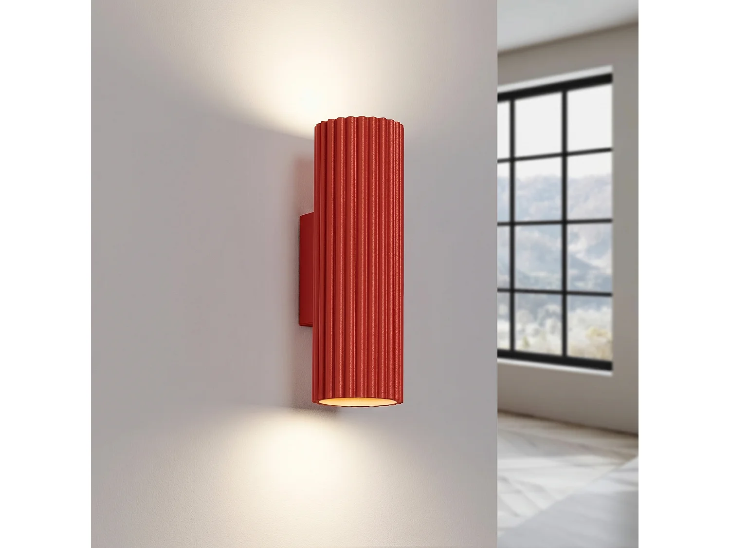 Applique minimaliste en aluminium - 2 sources lumineuses - L.6,5 x H.20 cm - rouge