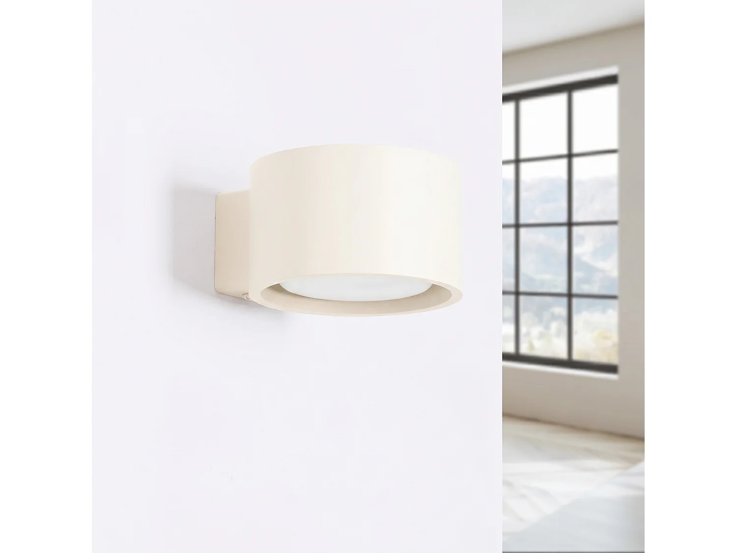 Applique minimaliste en aluminium - 1 sources lumineuses - L.10 x H.6 cm - beige