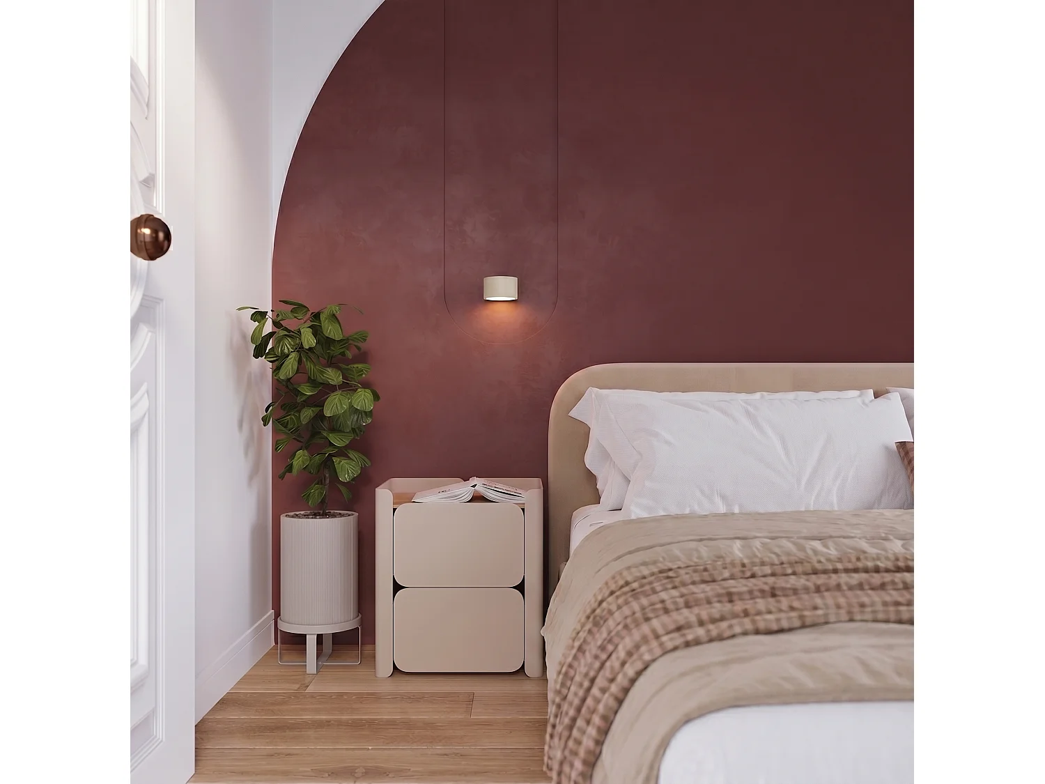 Applique minimaliste en aluminium - 1 sources lumineuses - L.10 x H.6 cm - beige