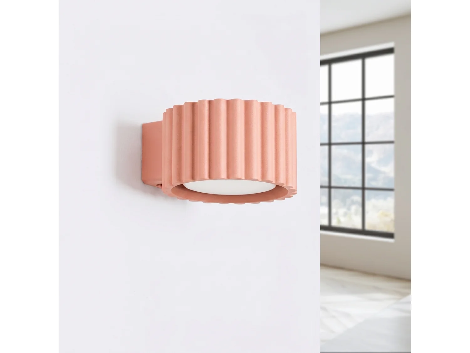 Applique minimaliste en aluminium - 1 sources lumineuses - L.10 x H.6 cm - pêche