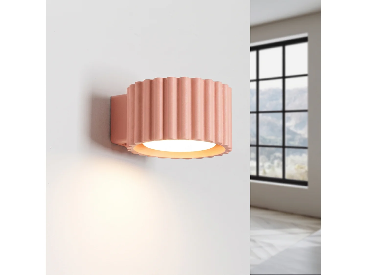Applique minimaliste en aluminium - 1 sources lumineuses - L.10 x H.6 cm - pêche