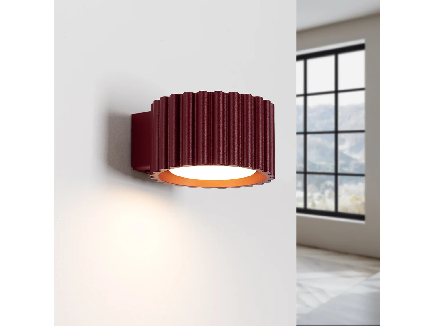 Applique minimaliste en aluminium - 1 sources lumineuses - L.10 x H.6 cm - bordeaux