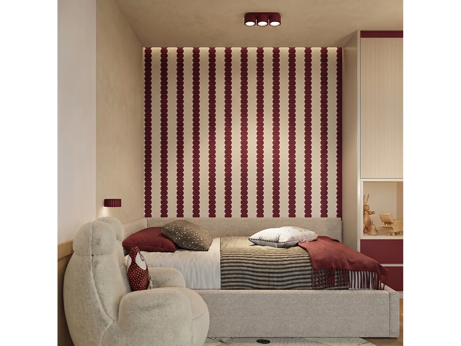 Applique minimaliste en aluminium - 1 sources lumineuses - L.10 x H.6 cm - bordeaux