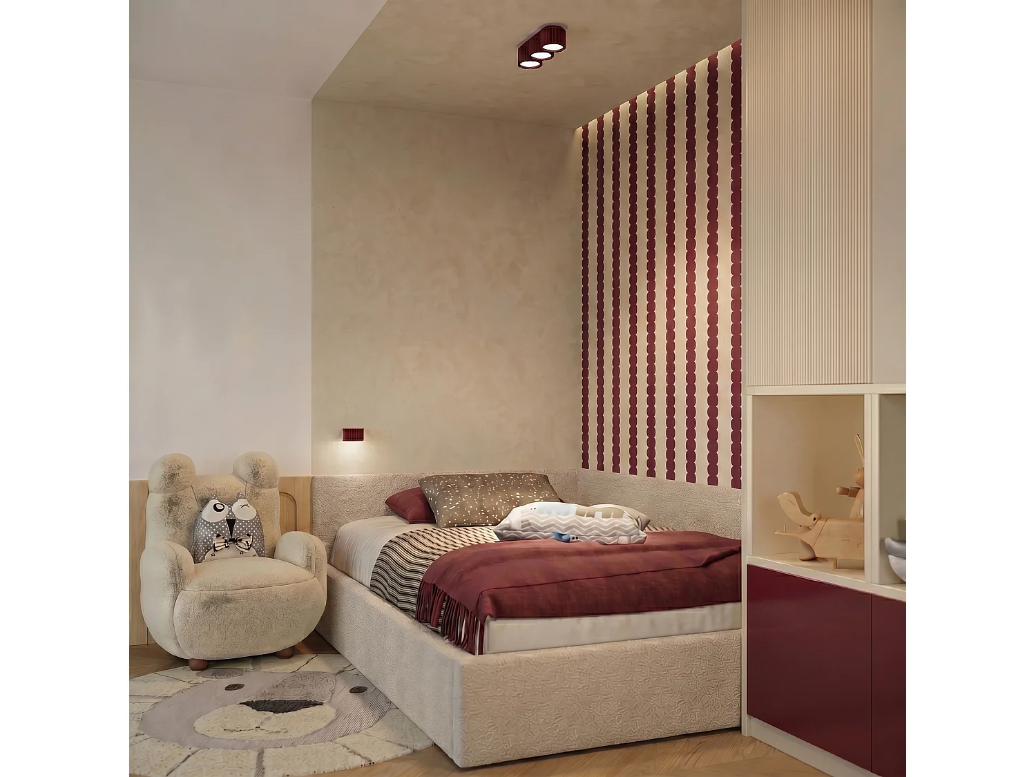 Applique minimaliste en aluminium - 1 sources lumineuses - L.10 x H.6 cm - bordeaux