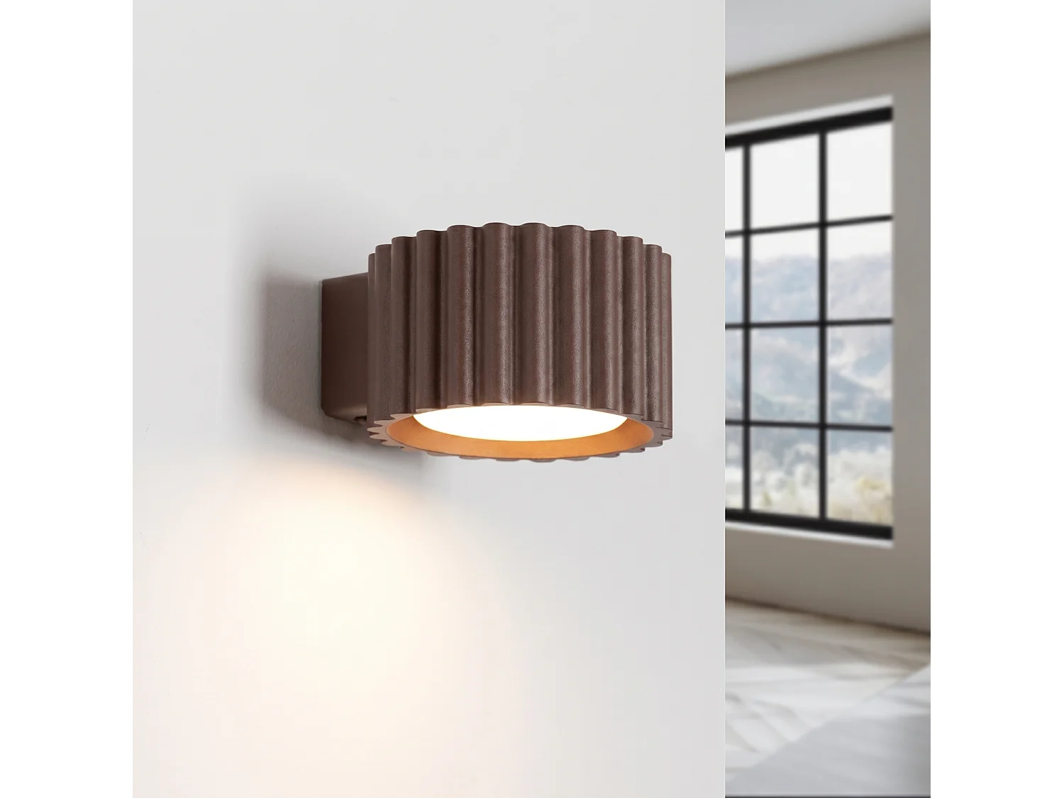 Applique minimaliste en aluminium - 1 sources lumineuses - L.10 x H.6 cm - marron