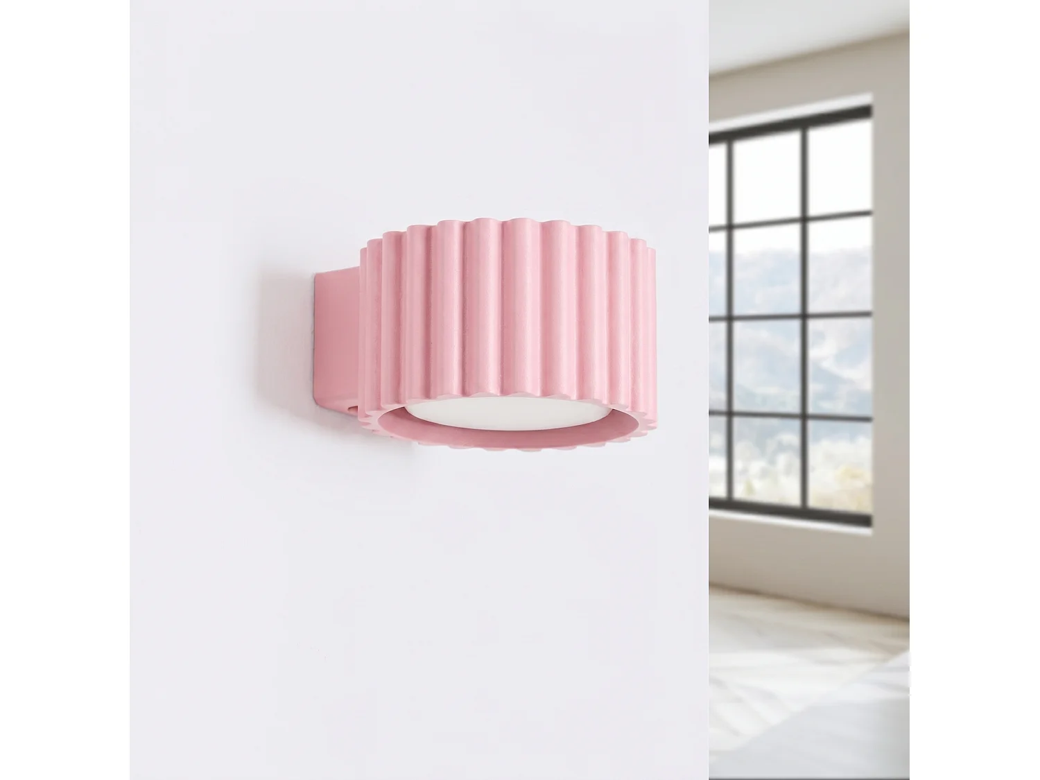 Applique minimaliste en aluminium - 1 sources lumineuses - L.10 x H.6 cm - rose