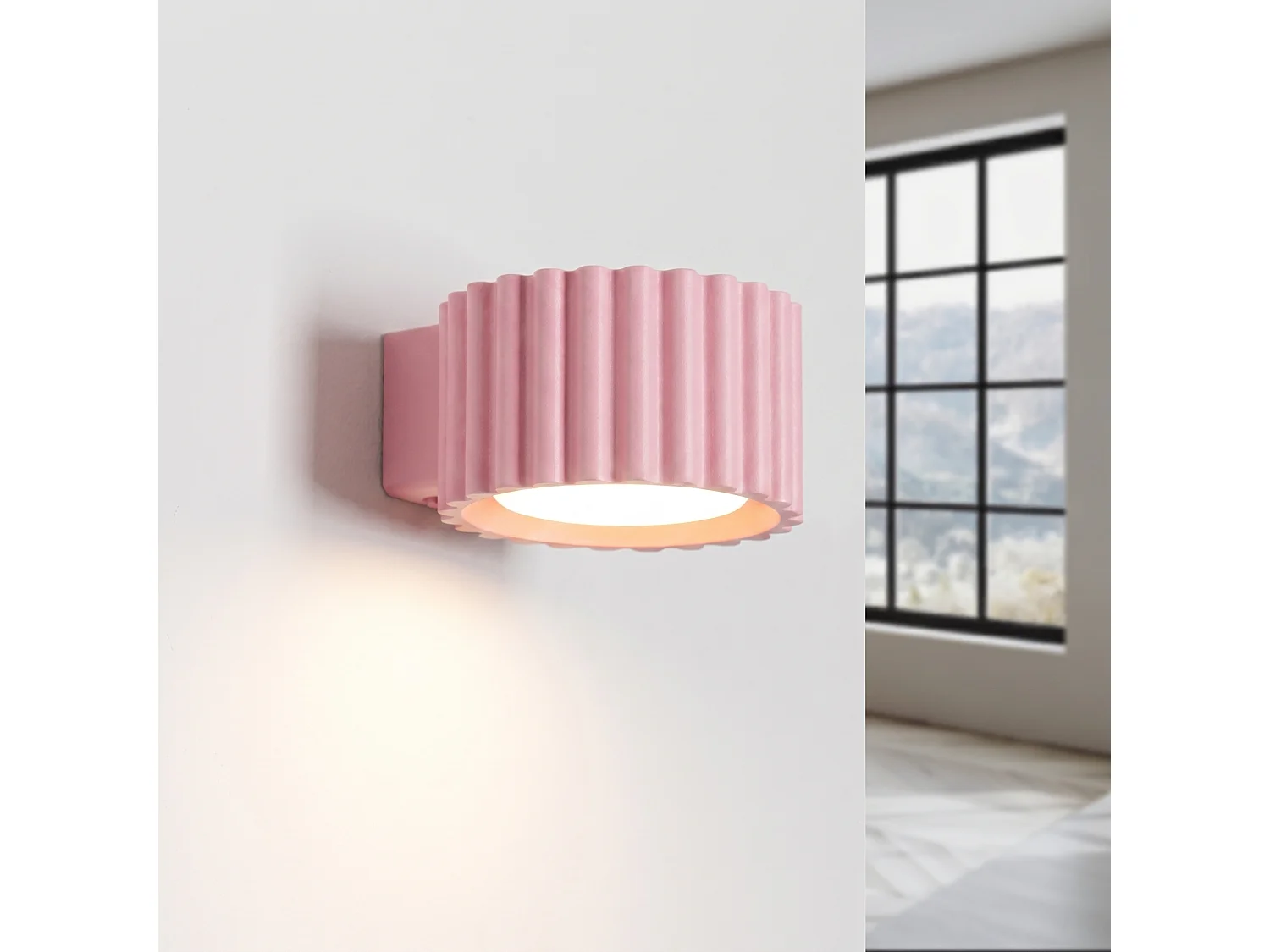Applique minimaliste en aluminium - 1 sources lumineuses - L.10 x H.6 cm - rose