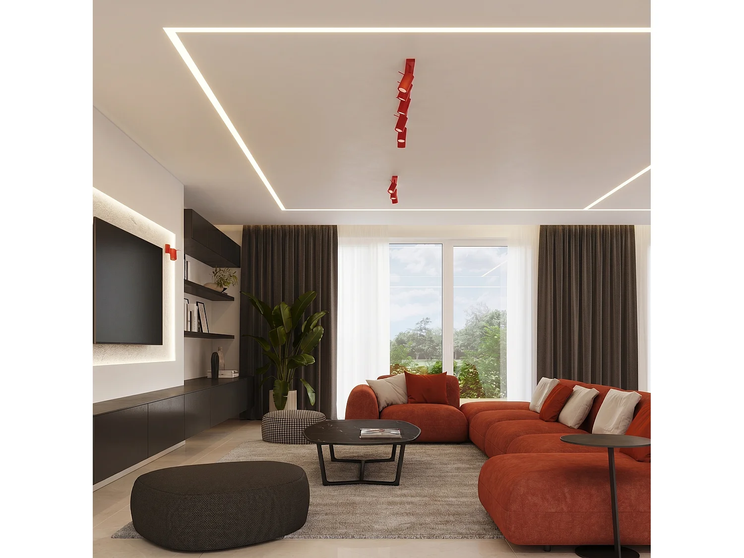 Applique moderne en acier - 1 sources lumineuses - L.8 x H.8 cm - rouge