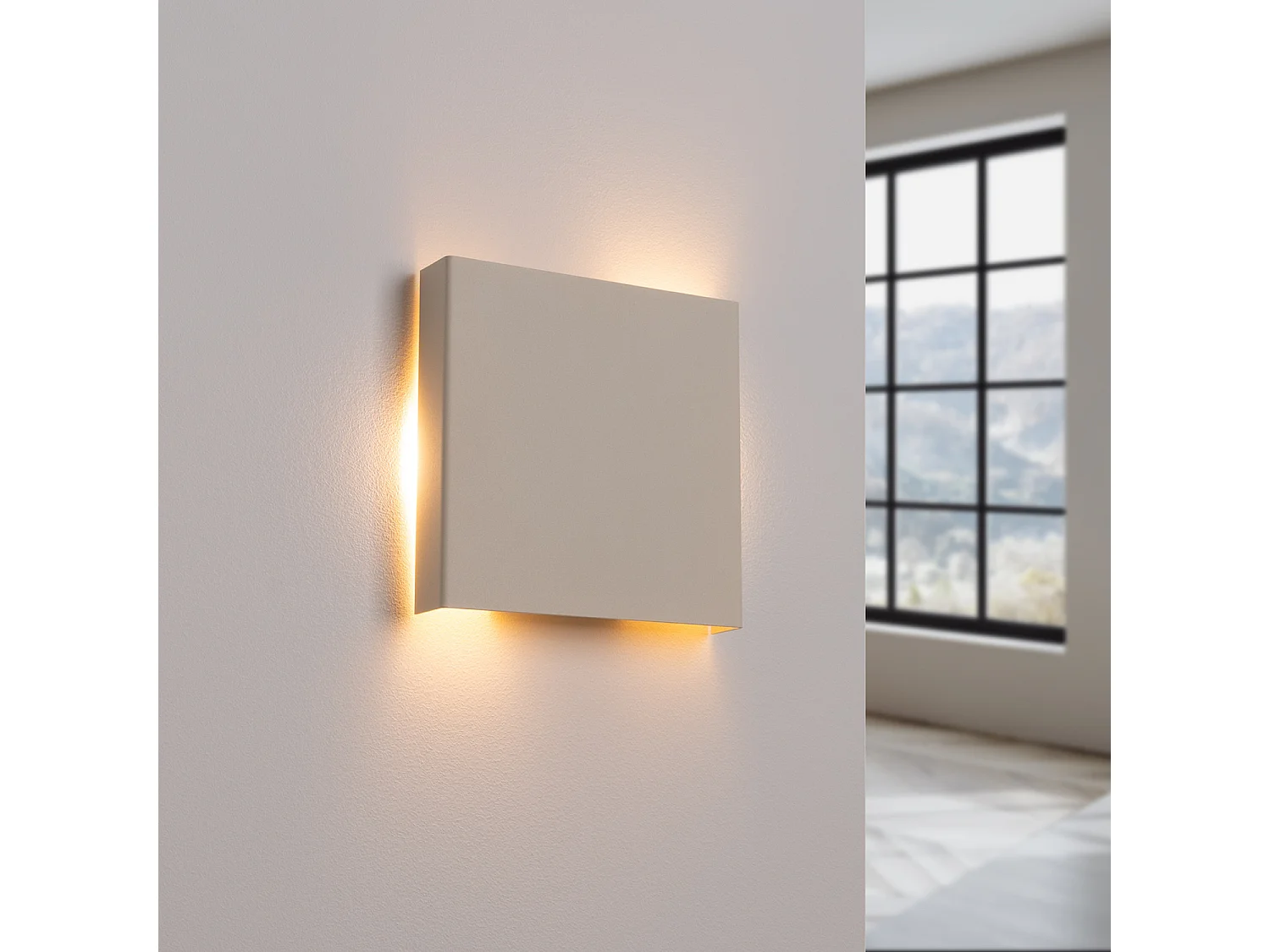 Appliques VANTA minimaliste en acier - 2 sources lumineuses - L.15 x H.15 cm - beige