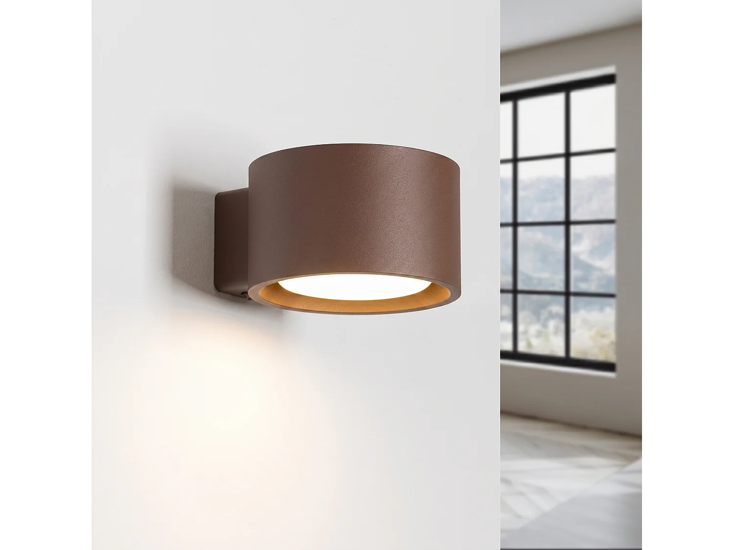 Applique minimaliste en aluminium - 1 sources lumineuses - L.10 x H.6 cm - marron