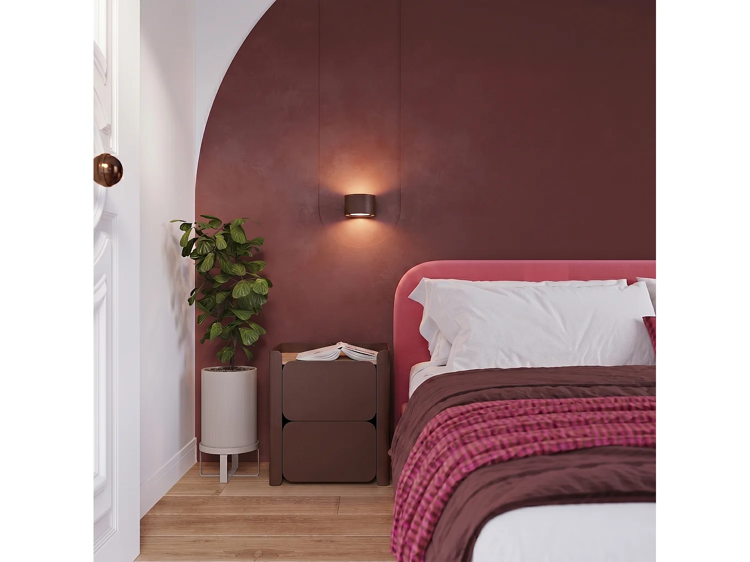 Applique minimaliste en aluminium - 1 sources lumineuses - L.10 x H.6 cm - marron