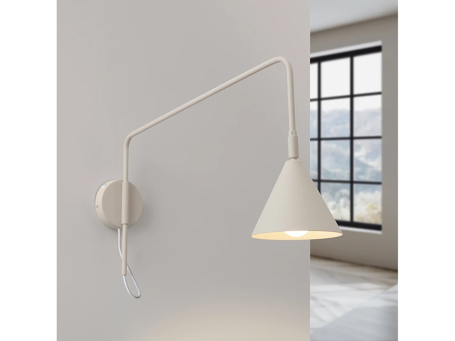 Appliques NOX moderne en acier - 1 sources lumineuses - L.14 x H.30 cm - beige