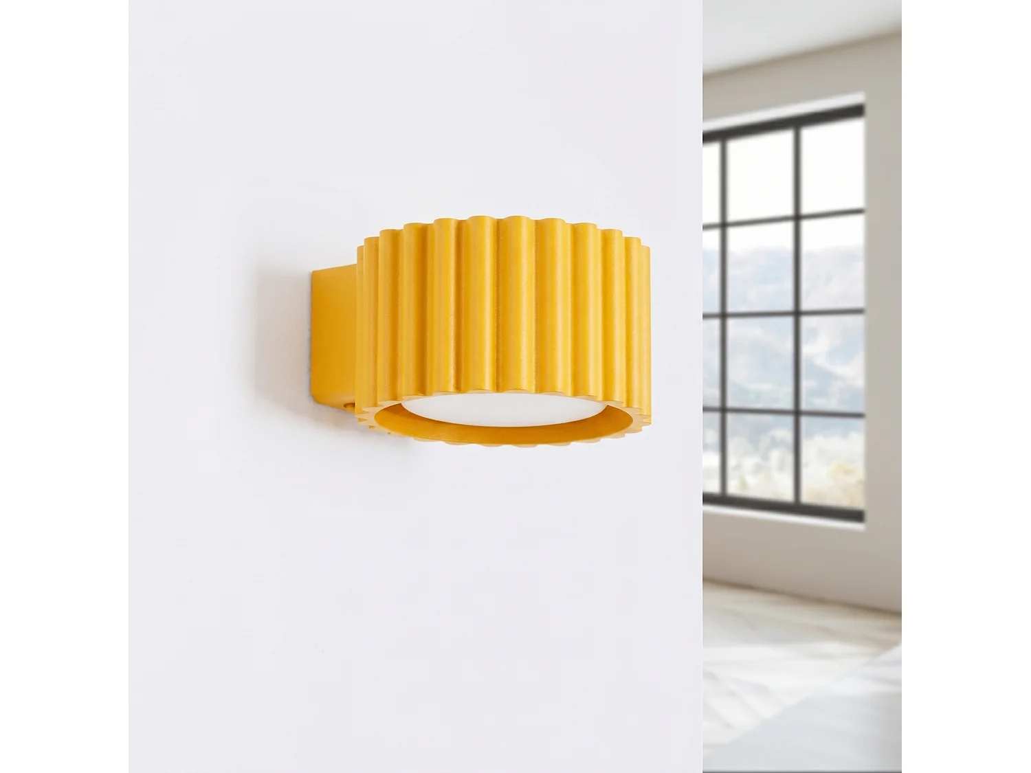 Applique minimaliste en aluminium - 1 sources lumineuses - L.10 x H.6 cm - jaune