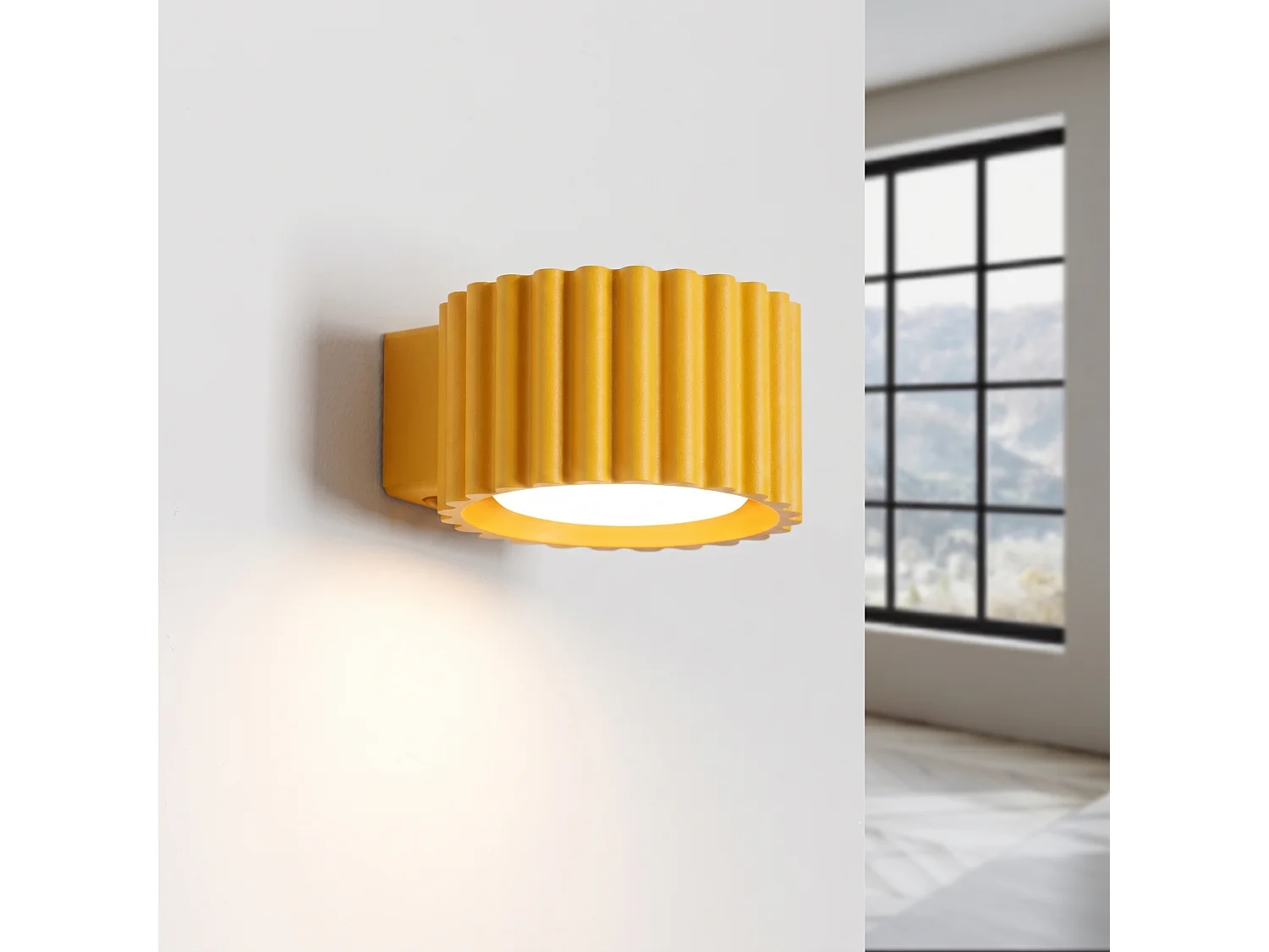 Applique minimaliste en aluminium - 1 sources lumineuses - L.10 x H.6 cm - jaune