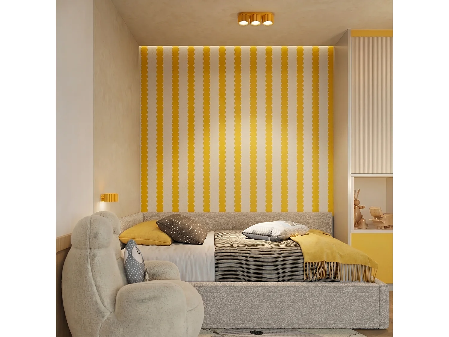 Applique minimaliste en aluminium - 1 sources lumineuses - L.10 x H.6 cm - jaune