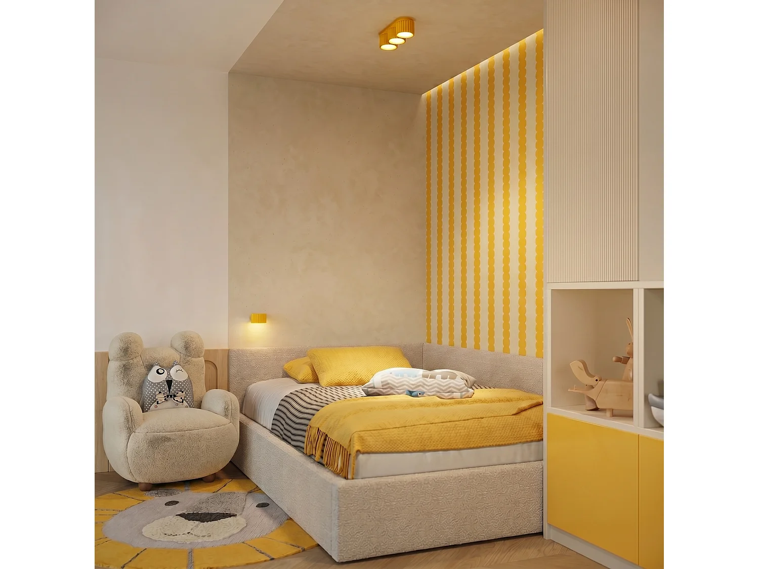 Applique minimaliste en aluminium - 1 sources lumineuses - L.10 x H.6 cm - jaune