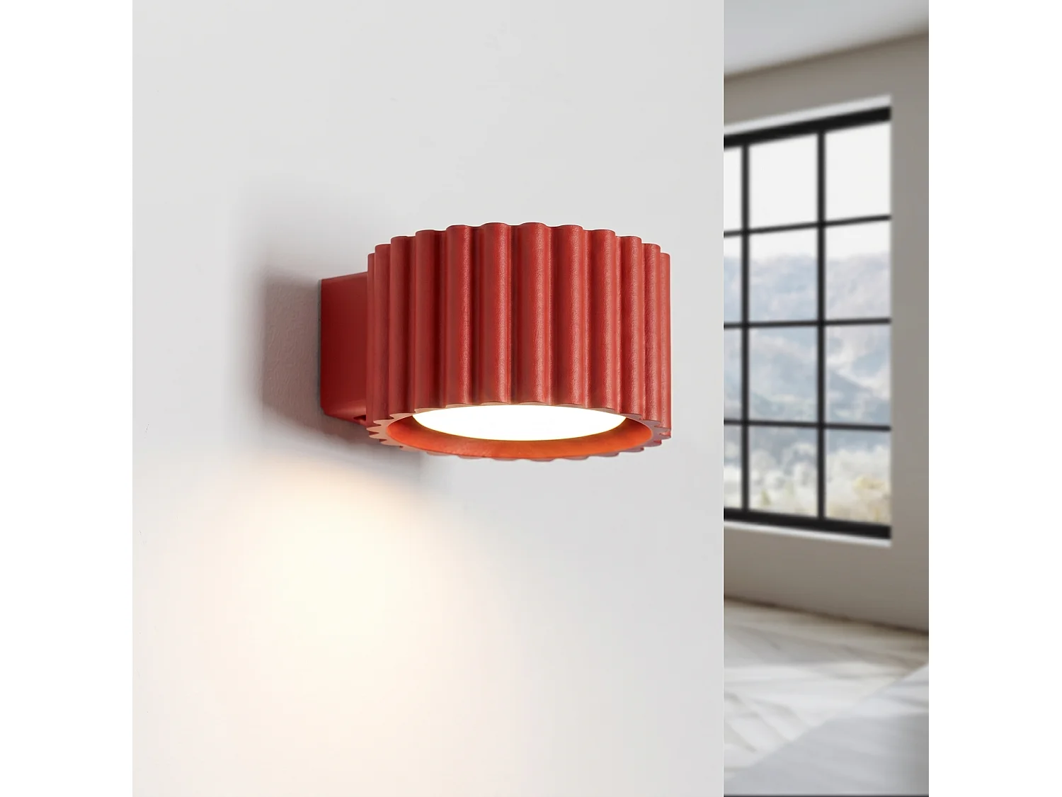 Applique minimaliste en aluminium - 1 sources lumineuses - L.10 x H.6 cm - rouge