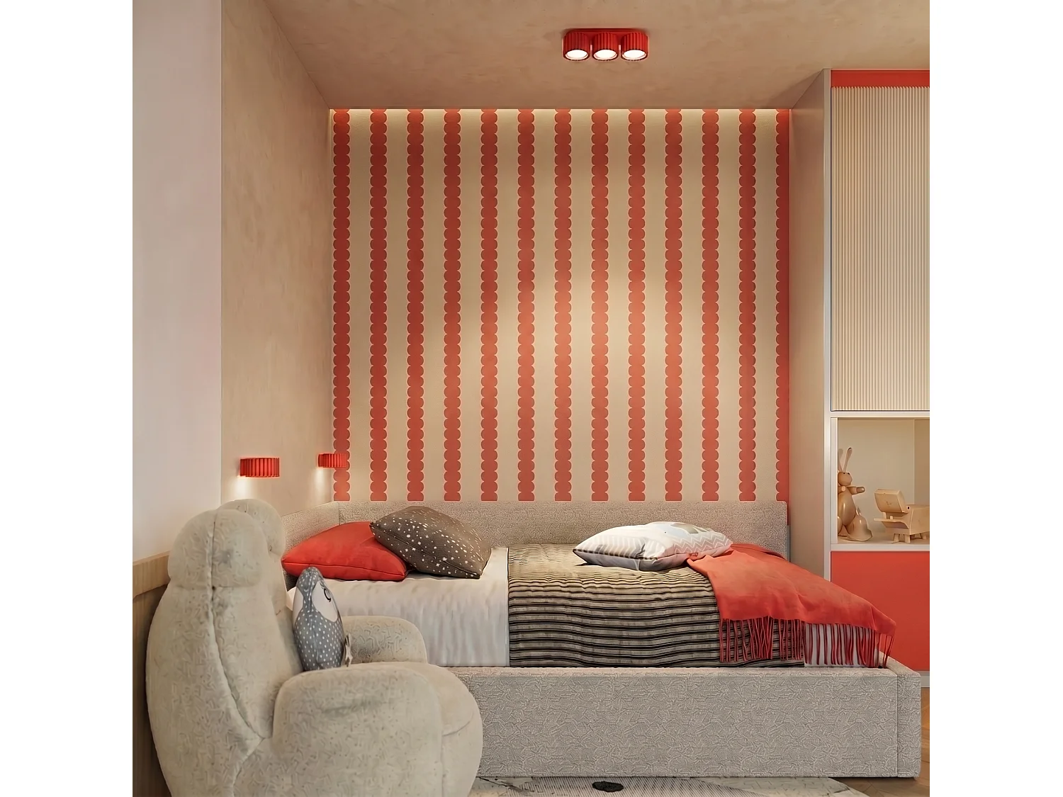 Applique minimaliste en aluminium - 1 sources lumineuses - L.10 x H.6 cm - rouge